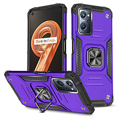 Custodia Silicone e Plastica Opaca Cover con Magnetico Anello Supporto MQ1 per Realme 9i 4G Viola