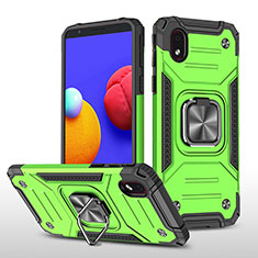 Custodia Silicone e Plastica Opaca Cover con Magnetico Anello Supporto MQ1 per Samsung Galaxy A01 Core Verde