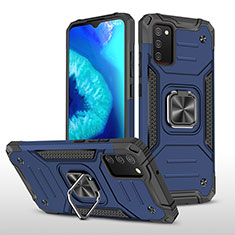 Custodia Silicone e Plastica Opaca Cover con Magnetico Anello Supporto MQ1 per Samsung Galaxy A02s Blu