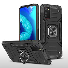 Custodia Silicone e Plastica Opaca Cover con Magnetico Anello Supporto MQ1 per Samsung Galaxy A02s Nero