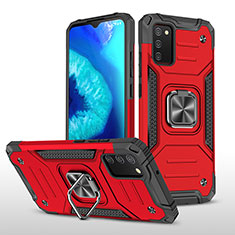 Custodia Silicone e Plastica Opaca Cover con Magnetico Anello Supporto MQ1 per Samsung Galaxy A02s Rosso