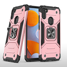 Custodia Silicone e Plastica Opaca Cover con Magnetico Anello Supporto MQ1 per Samsung Galaxy A11 Oro Rosa