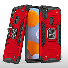 Custodia Silicone e Plastica Opaca Cover con Magnetico Anello Supporto MQ1 per Samsung Galaxy A11 Rosso