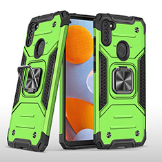 Custodia Silicone e Plastica Opaca Cover con Magnetico Anello Supporto MQ1 per Samsung Galaxy A11 Verde