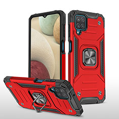 Custodia Silicone e Plastica Opaca Cover con Magnetico Anello Supporto MQ1 per Samsung Galaxy A12 Nacho Rosso