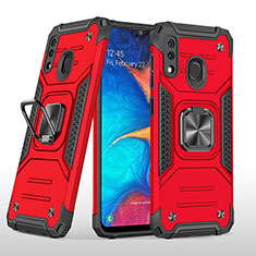 Custodia Silicone e Plastica Opaca Cover con Magnetico Anello Supporto MQ1 per Samsung Galaxy A20 Rosso