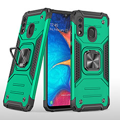 Custodia Silicone e Plastica Opaca Cover con Magnetico Anello Supporto MQ1 per Samsung Galaxy A20 Verde Notte