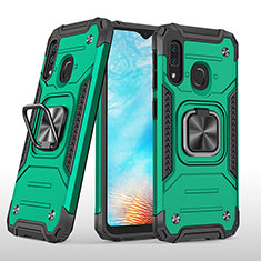 Custodia Silicone e Plastica Opaca Cover con Magnetico Anello Supporto MQ1 per Samsung Galaxy A20e Verde Notte