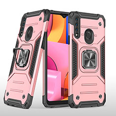 Custodia Silicone e Plastica Opaca Cover con Magnetico Anello Supporto MQ1 per Samsung Galaxy A20s Oro Rosa