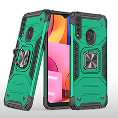 Custodia Silicone e Plastica Opaca Cover con Magnetico Anello Supporto MQ1 per Samsung Galaxy A20s Verde Notte
