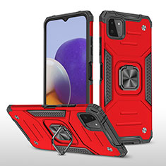 Custodia Silicone e Plastica Opaca Cover con Magnetico Anello Supporto MQ1 per Samsung Galaxy A22 5G Rosso