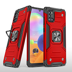 Custodia Silicone e Plastica Opaca Cover con Magnetico Anello Supporto MQ1 per Samsung Galaxy A31 Rosso