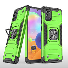 Custodia Silicone e Plastica Opaca Cover con Magnetico Anello Supporto MQ1 per Samsung Galaxy A31 Verde