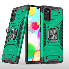 Custodia Silicone e Plastica Opaca Cover con Magnetico Anello Supporto MQ1 per Samsung Galaxy A41 Verde Notte