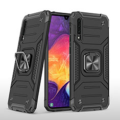 Custodia Silicone e Plastica Opaca Cover con Magnetico Anello Supporto MQ1 per Samsung Galaxy A50 Nero