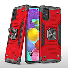 Custodia Silicone e Plastica Opaca Cover con Magnetico Anello Supporto MQ1 per Samsung Galaxy A51 5G Rosso