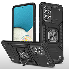 Custodia Silicone e Plastica Opaca Cover con Magnetico Anello Supporto MQ1 per Samsung Galaxy A53 5G Nero