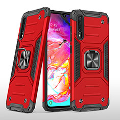 Custodia Silicone e Plastica Opaca Cover con Magnetico Anello Supporto MQ1 per Samsung Galaxy A70S Rosso