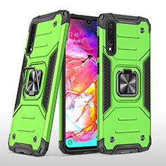 Custodia Silicone e Plastica Opaca Cover con Magnetico Anello Supporto MQ1 per Samsung Galaxy A70S Verde