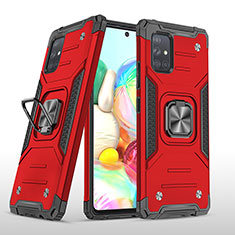 Custodia Silicone e Plastica Opaca Cover con Magnetico Anello Supporto MQ1 per Samsung Galaxy A71 5G Rosso