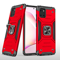 Custodia Silicone e Plastica Opaca Cover con Magnetico Anello Supporto MQ1 per Samsung Galaxy A81 Rosso
