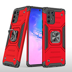 Custodia Silicone e Plastica Opaca Cover con Magnetico Anello Supporto MQ1 per Samsung Galaxy A91 Rosso