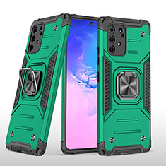 Custodia Silicone e Plastica Opaca Cover con Magnetico Anello Supporto MQ1 per Samsung Galaxy A91 Verde Notte