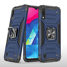Custodia Silicone e Plastica Opaca Cover con Magnetico Anello Supporto MQ1 per Samsung Galaxy M10 Blu