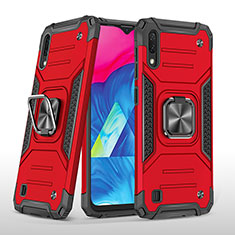 Custodia Silicone e Plastica Opaca Cover con Magnetico Anello Supporto MQ1 per Samsung Galaxy M10 Rosso