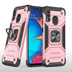 Custodia Silicone e Plastica Opaca Cover con Magnetico Anello Supporto MQ1 per Samsung Galaxy M10S Oro Rosa