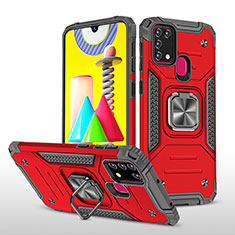Custodia Silicone e Plastica Opaca Cover con Magnetico Anello Supporto MQ1 per Samsung Galaxy M21s Rosso