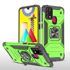 Custodia Silicone e Plastica Opaca Cover con Magnetico Anello Supporto MQ1 per Samsung Galaxy M31 Verde