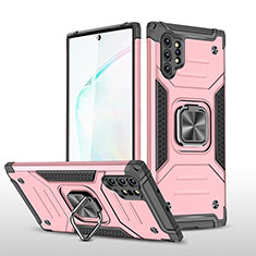 Custodia Silicone e Plastica Opaca Cover con Magnetico Anello Supporto MQ1 per Samsung Galaxy Note 10 Plus 5G Oro Rosa