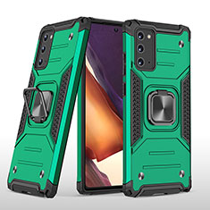Custodia Silicone e Plastica Opaca Cover con Magnetico Anello Supporto MQ1 per Samsung Galaxy Note 20 5G Verde Notte