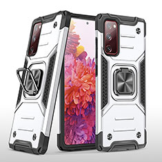 Custodia Silicone e Plastica Opaca Cover con Magnetico Anello Supporto MQ1 per Samsung Galaxy S20 FE (2022) 5G Argento