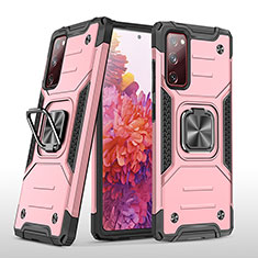 Custodia Silicone e Plastica Opaca Cover con Magnetico Anello Supporto MQ1 per Samsung Galaxy S20 FE (2022) 5G Oro Rosa