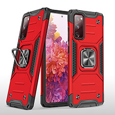 Custodia Silicone e Plastica Opaca Cover con Magnetico Anello Supporto MQ1 per Samsung Galaxy S20 FE (2022) 5G Rosso