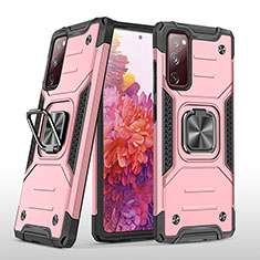 Custodia Silicone e Plastica Opaca Cover con Magnetico Anello Supporto MQ1 per Samsung Galaxy S20 FE 5G Oro Rosa