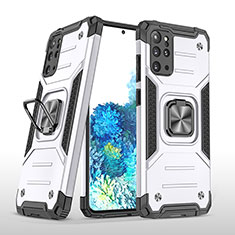 Custodia Silicone e Plastica Opaca Cover con Magnetico Anello Supporto MQ1 per Samsung Galaxy S20 Plus 5G Argento