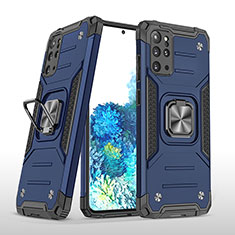 Custodia Silicone e Plastica Opaca Cover con Magnetico Anello Supporto MQ1 per Samsung Galaxy S20 Plus 5G Blu