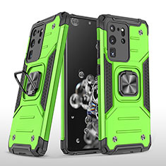 Custodia Silicone e Plastica Opaca Cover con Magnetico Anello Supporto MQ1 per Samsung Galaxy S20 Ultra Verde