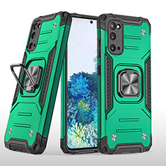 Custodia Silicone e Plastica Opaca Cover con Magnetico Anello Supporto MQ1 per Samsung Galaxy S20 Verde Notte