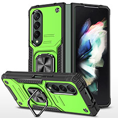 Custodia Silicone e Plastica Opaca Cover con Magnetico Anello Supporto MQ1 per Samsung Galaxy Z Fold3 5G Verde