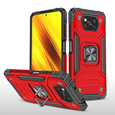 Custodia Silicone e Plastica Opaca Cover con Magnetico Anello Supporto MQ1 per Xiaomi Poco X3 Rosso