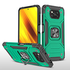 Custodia Silicone e Plastica Opaca Cover con Magnetico Anello Supporto MQ1 per Xiaomi Poco X3 Verde Notte