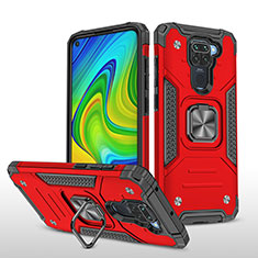 Custodia Silicone e Plastica Opaca Cover con Magnetico Anello Supporto MQ1 per Xiaomi Redmi 10X 4G Rosso