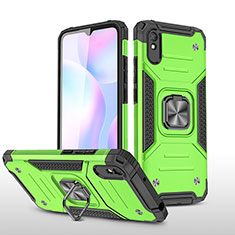 Custodia Silicone e Plastica Opaca Cover con Magnetico Anello Supporto MQ1 per Xiaomi Redmi 9A Verde