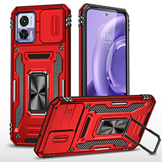 Custodia Silicone e Plastica Opaca Cover con Magnetico Anello Supporto MQ2 per Motorola Moto Edge 30 Lite 5G Rosso