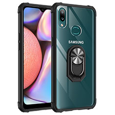 Custodia Silicone e Plastica Opaca Cover con Magnetico Anello Supporto MQ2 per Samsung Galaxy A10s Argento e Nero