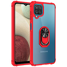 Custodia Silicone e Plastica Opaca Cover con Magnetico Anello Supporto MQ2 per Samsung Galaxy A12 5G Rosso